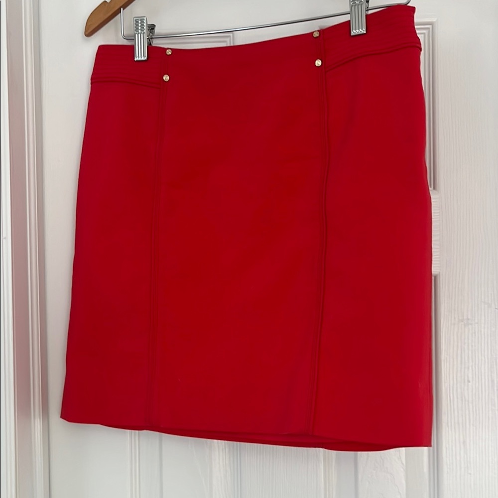 White House Black Market Red Mini Pencil Skirt